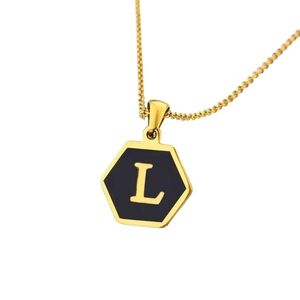 Hexagon Initial Letter Charm, L, 18K Gold-Plated Letter Charm Pendant Necklace